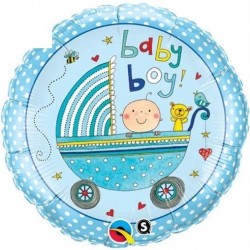 GLOBO 18" FOIL RND CARRITO BABY BOY AZUL