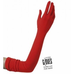   PAR GUANTES LYCRA LARGO ROJOS 60CM
