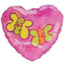 $D GLOBO 18" FOIL CORAZON MARIPOSA VALEN