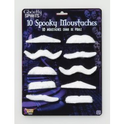   PAQ 10/U BIGOTES FANTASMA BLANCOS