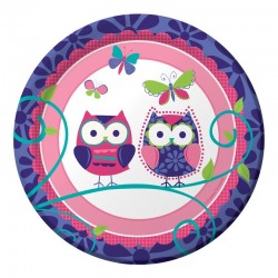 PAQ.8/U PLATO BUHO LILA/ROSA 17,4CM
