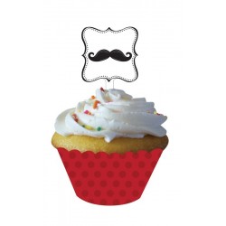 PAQ.12/U DECORACION CUPCAKE BIGOTE