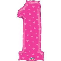 GLOBO 34" FOIL FORMA N1 ROSA CORAZONES