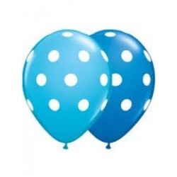 $ 25 GLOBOS 11" LATEX AZUL/CELESTE TOPOS