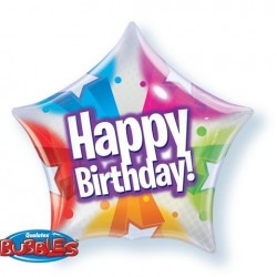 $D GLOBO 22" BURBUJA ESTRELLA BIRTHDAY