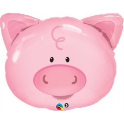 GLOBO 30" FOIL FORMA CARA CERDITO ROSA