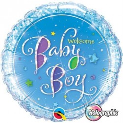 $D GLOBO 18" FOIL RND BABY BOY WELCOME
