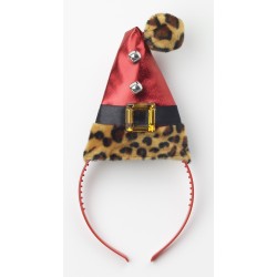 DIADEMA SOMBRERO PAPA NOEL LEOPARDO