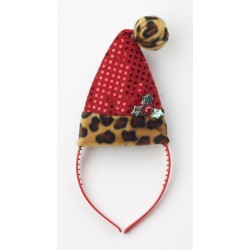 DIADEMA SOMBRERO PAPA NOEL ACEBO LEOPARD