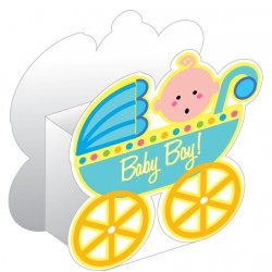 CAJA REGALO CARRITO BABY BOY AZUL 40CM