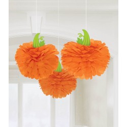 PAQ.3/U POMPON FORMA CALABAZA 40,6CM