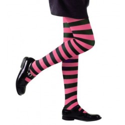 MEDIAS PANTYS 4A6AÑOS RAYA FUCSIA/NEGRO