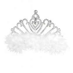   TIARA PLATA CON MARABU BLANCO
