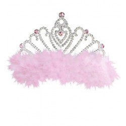 TIARA PLATA CON MARABU ROSA
