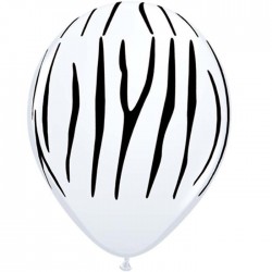 25 GLOBOS 11" BLANCO CEBRA NEGRA