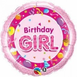 $D GLOBO 18" FOIL RND ROSA BIRTHDAY GIRL