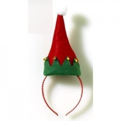 DIADEMA MINI SOMBRERO ELFO VERDE/ROJO