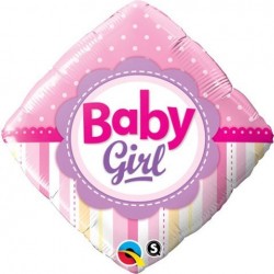 GLOBO 18" FOIL ROMBO ROSA BABY GIRL