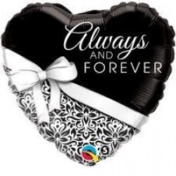 $D GLOBO 18" FOIL CORAZON NEGRO ALWAYS