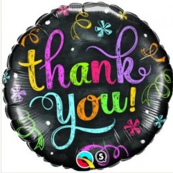 GLOBO 18" FOIL RND THANK YOU  NEGRO