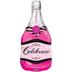GLOBO 39" FORMA BOTELLA CHAMPAN ROSA