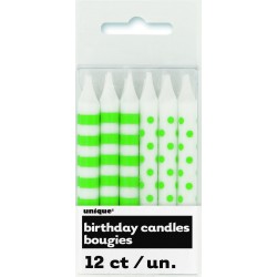 PAQ.12/U MINI VELAS RAYAS TOPOS VRD LIMA