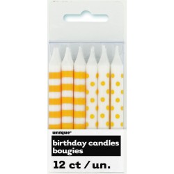 PAQ.12/U MINI VELAS RAYAS TOPOS AMARILLA