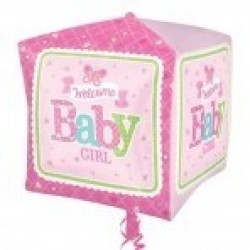 GLOBO 15 FORMA CUBO BABY GIRL MARIPOSA