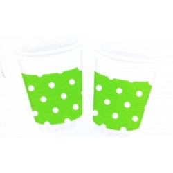 $E 8  VASOS  VERDE TOPOS BLANCO 200ML