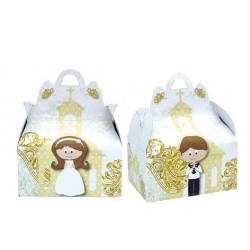 CAJA PARA GOLOSINA ORO COMUNION NIÑO/A