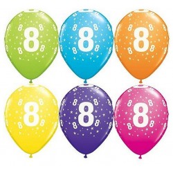 6 GLOBOS 11" LATEX N8 COL.SUR.