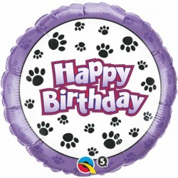 $D GLOBO 18" FOIL HUELLA MASCOTA BIRTHD