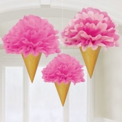 PAQ.3/U COLGANTES HELADO ROSA/FUCSIA