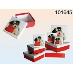 CAJA CUADR. ROJA PERRITO 12,5X12,5X5CM