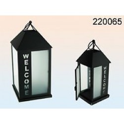  FAROL DE METAL NEGRO WELCOME 32CM