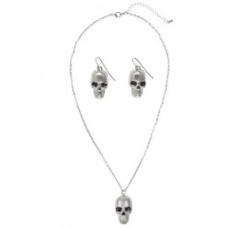   COLLAR PENDIENTES  CALAVERA PLATA