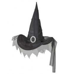 SOMBRERO BRUJA NEGRO TUL