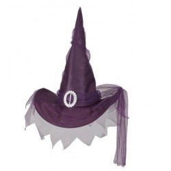 SOMBRERO ADULTO BRUJA VIOLETA TUL