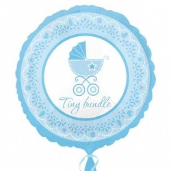 GLOBO FOIL REDONDO TINY BUNDLE CELESTE