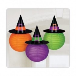 PAQ.3/U FAROLES SOMBRERO BRUJAS 24,10CM