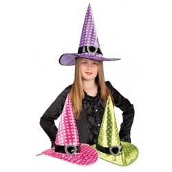 $D SOMBRERO BRUJA INFANTIL TOPOS 3COL.