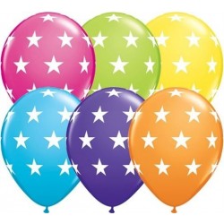6 GLOBOS 11" LATEX ESTRELLA BLNCA COL.SU