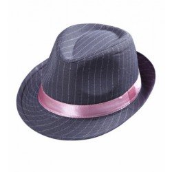 SOMBRERO FEDORA GRIS A RAYAS