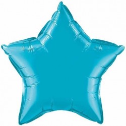 $D GLOBO 9" PALO FOIL ESTRELLA AZUL TURQ