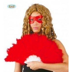   ABANICO PLUMAS ROJO 16 PALAS