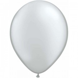   50 GLOBOS 16" LATEX METAL PLATA