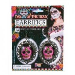 PAR PENDINTES CALAVERA COLOR ROSAS