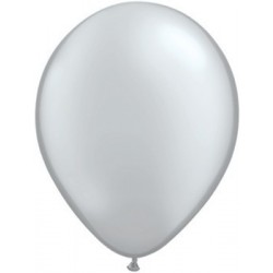   6 GLOBOS 11"LATEX  METAL PLATA