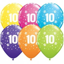 6 GLOBOS 11" LATEX N10 COL.SUR.