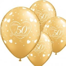 $D 6 GLOBOS 11" LATEX 50 ANIVERSARIO ORO